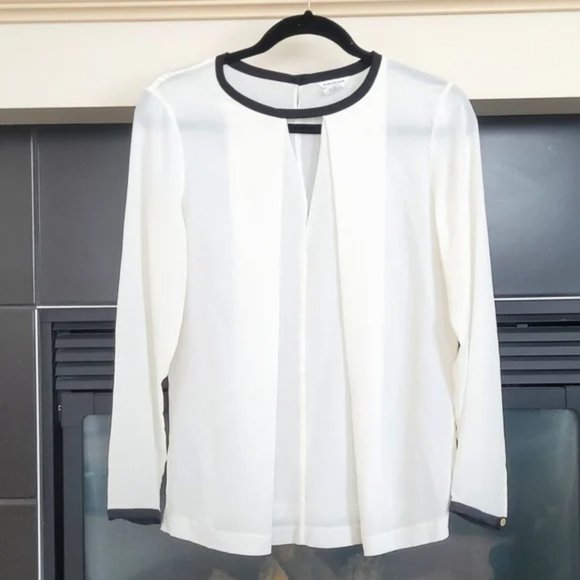 Club Monaco 100% Silk White Blouse Long Sleeves Size M - Picture 1 of 12
